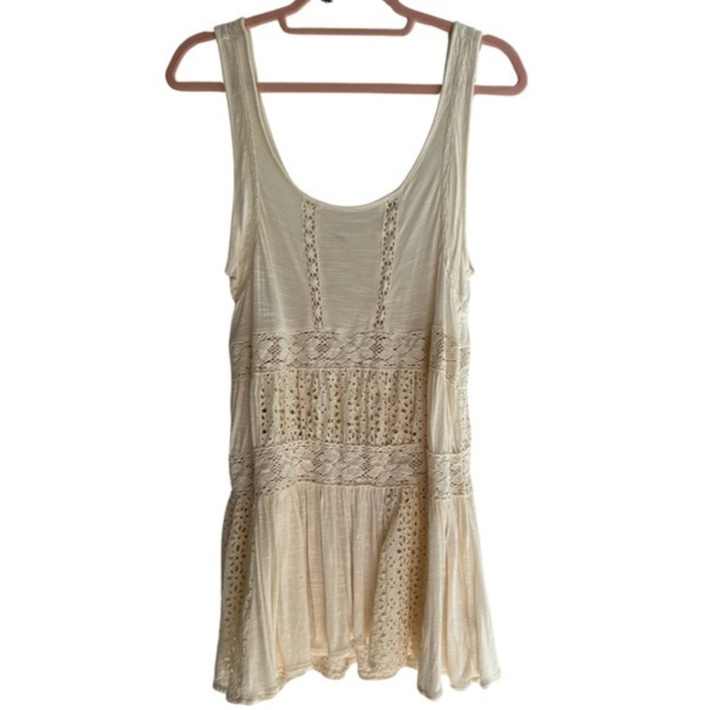 Free People Cream Crochet Trim Tank
